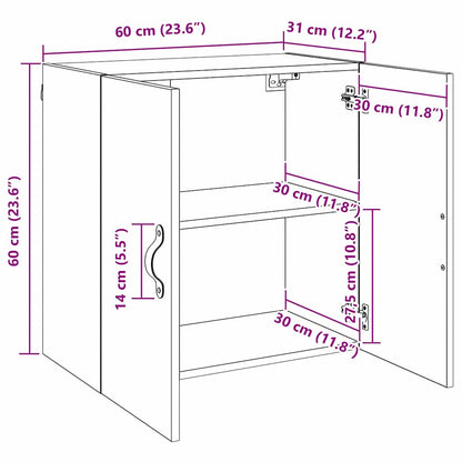 vidaXL Wandschrank Schwarz Eichen-Optik 60 x 31 x 60 cm Holzwerkstoff