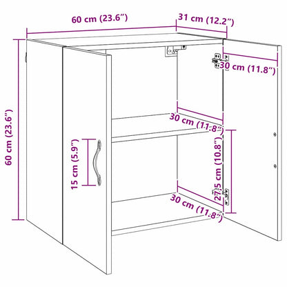 vidaXL Wandschrank Schwarz Eichen-Optik 60 x 31 x 60 cm Holzwerkstoff