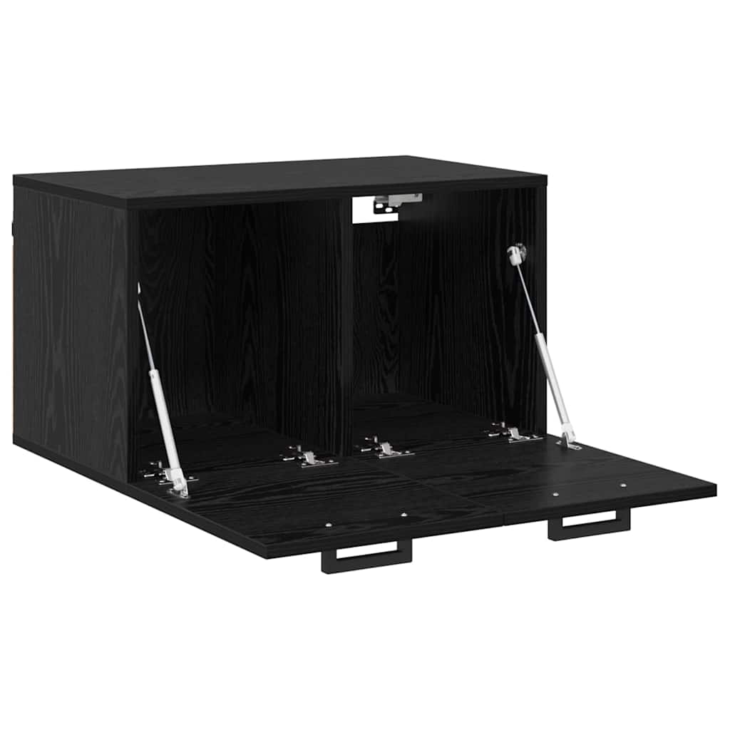 Wandschrank Wandmontiert Schwarz Eichen-Optik 60 x 36,5 x 35 cm