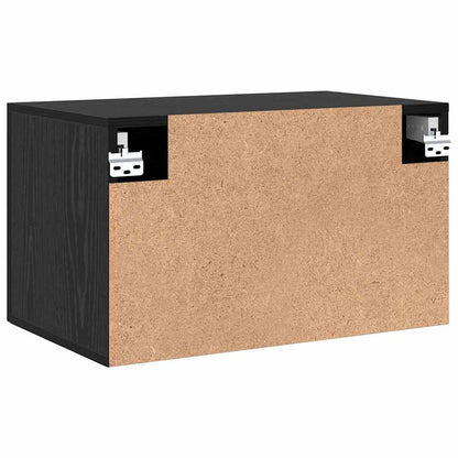 Wandschrank Wandmontiert Schwarz Eichen-Optik 60 x 36,5 x 35 cm