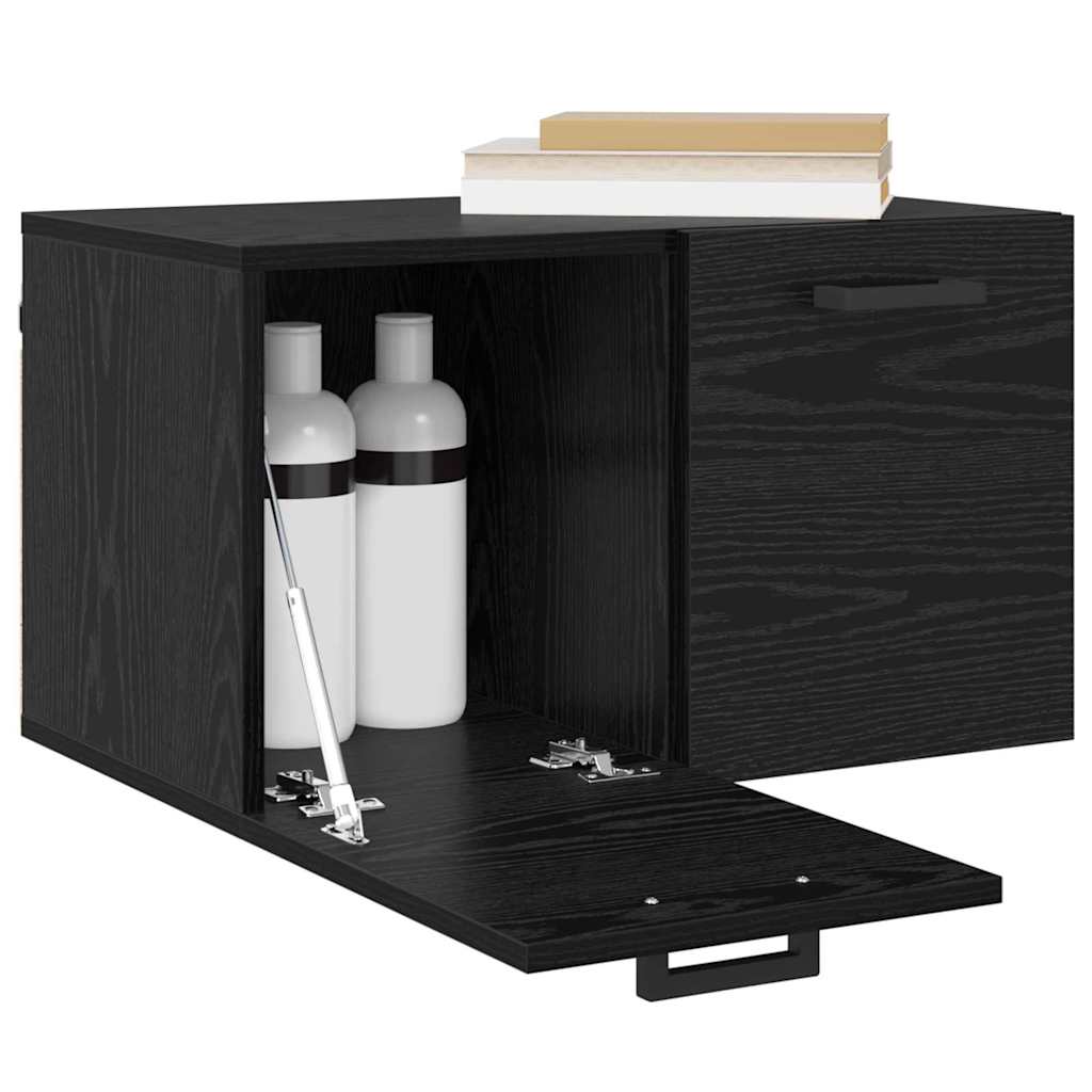 Wandschrank Wandmontiert Schwarz Eichen-Optik 60 x 36,5 x 35 cm