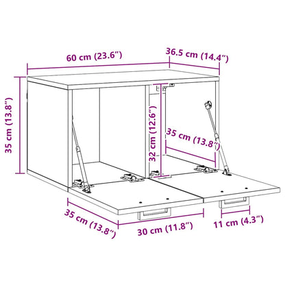 vidaXL Wandschrank Wandmontiert Schwarz Eichen-Optik 60 x 36,5 x 35 cm