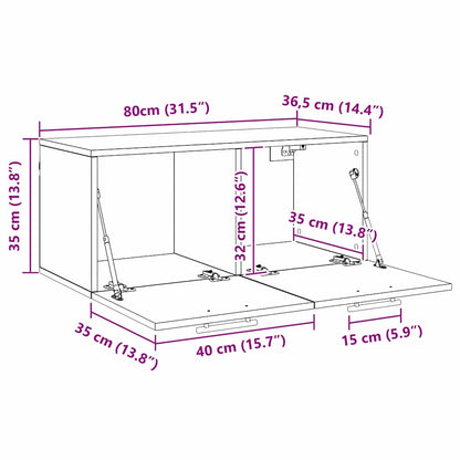 vidaXL Wandschrank Wandmontiert Schwarz Eichen-Optik 80 x 36.5 x 35 cm