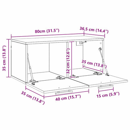 vidaXL Wandschrank Altholz 80 x 36.5 x 35 cm Holzwerkstoff