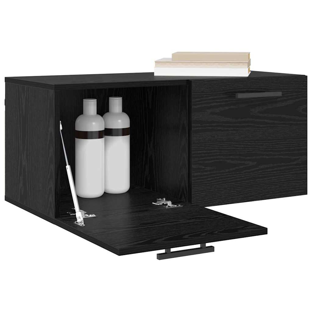 Wandschrank Wandmontiert Schwarz Eichen-Optik 80 x 36.5 x 35 cm