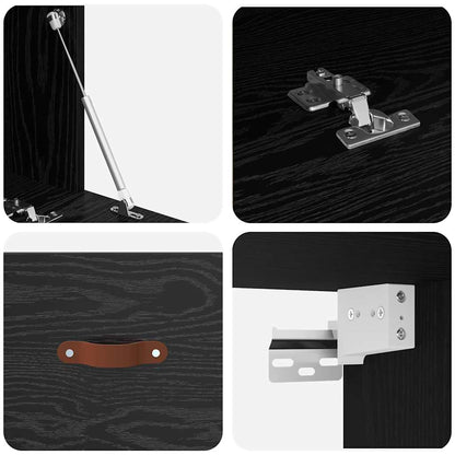 vidaXL Wandschrank Schwarz Eichen-Optik 100 x 36,5 x 35 cm