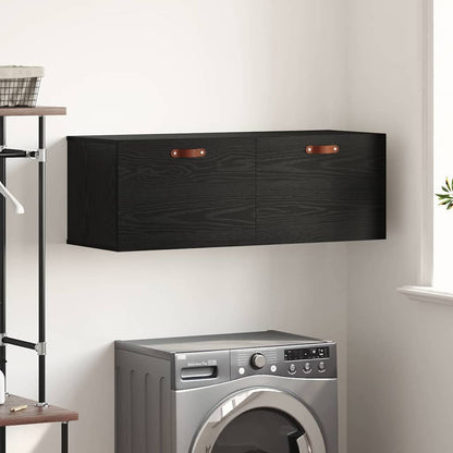 vidaXL Wandschrank Schwarz Eichen-Optik 100 x 36,5 x 35 cm