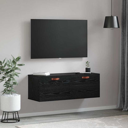 vidaXL Wandschrank Schwarz Eichen-Optik 100 x 36,5 x 35 cm