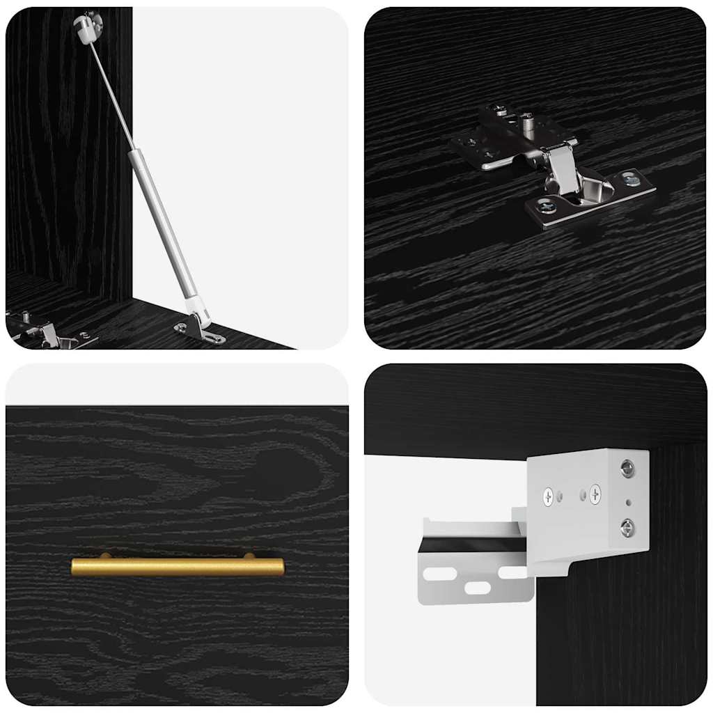 vidaXL Wandschrank Schwarz Eichen-Optik 100 x 36,5 x 35 cm
