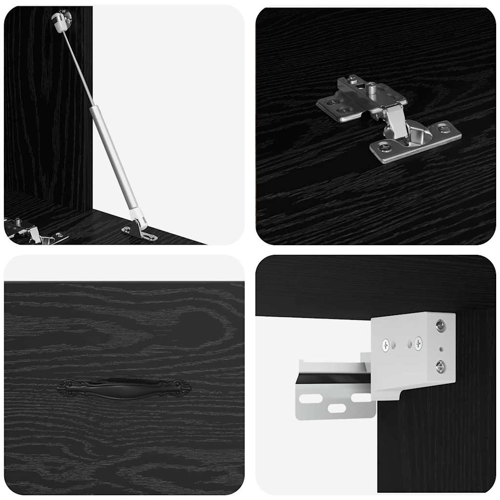 vidaXL Wandschrank Schwarz Eichen-Optik 100 x 36,5 x 35 cm