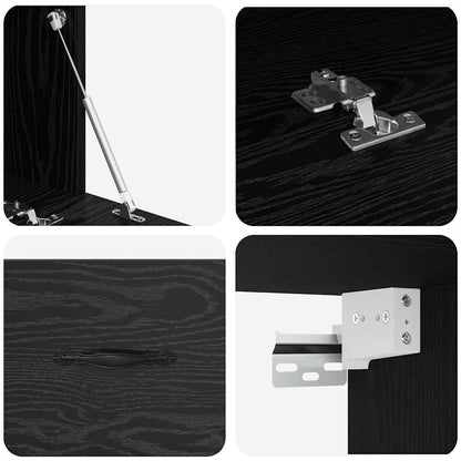 vidaXL Wandschrank Schwarz Eichen-Optik 100 x 36,5 x 35 cm