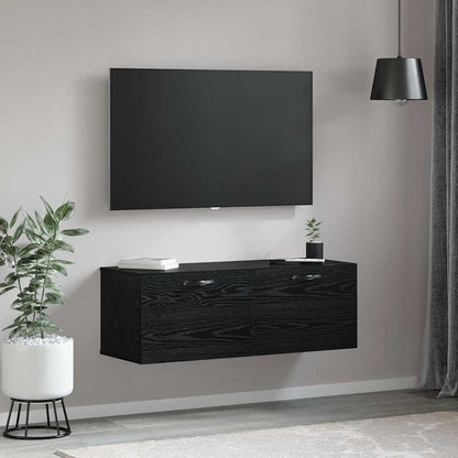 vidaXL Wandschrank Schwarz Eichen-Optik 100 x 36,5 x 35 cm