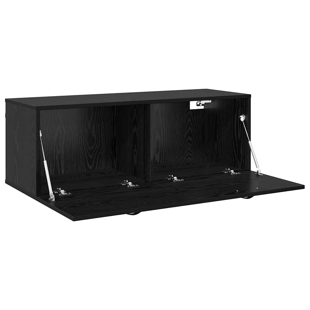 vidaXL Wandschrank Schwarz Eichen-Optik 100 x 36,5 x 35 cm