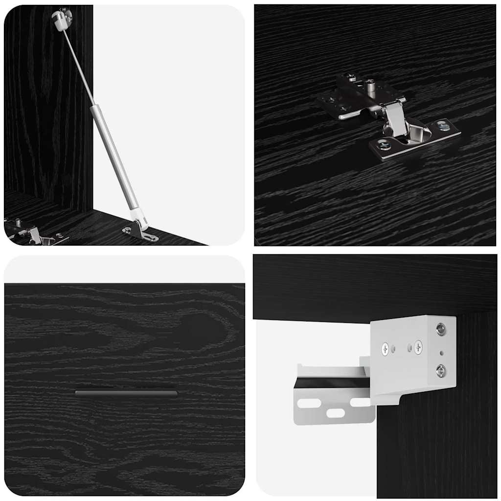 Wandschrank Schwarz Eichen-Optik 100 x 36,5 x 35 cm