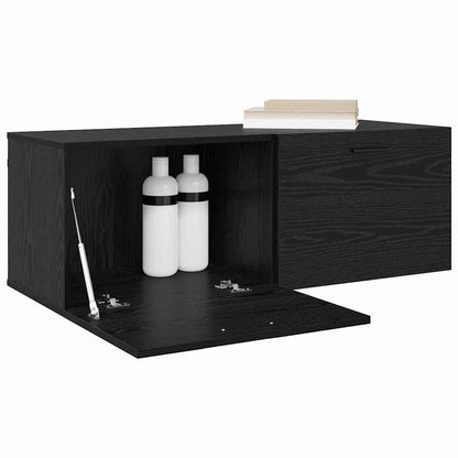 Wandschrank Schwarz Eichen-Optik 100 x 36,5 x 35 cm