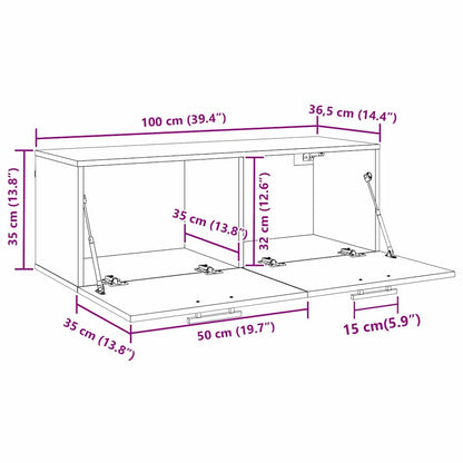 vidaXL Wandschrank Altholz 100 x 36,5 x 35 cm Holzwerkstoff