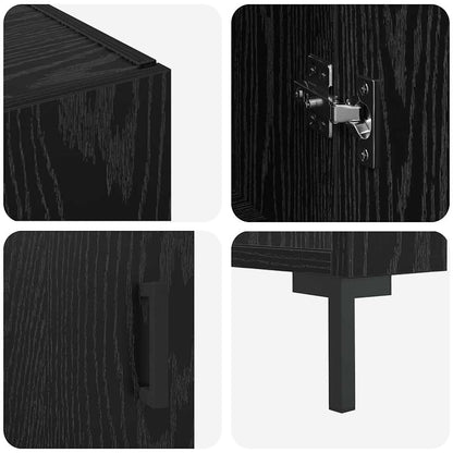 Sideboard Schwarz Eichen-Optik 90 x 34 x 80 cm Holzwerkstoff