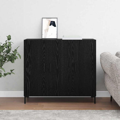 Sideboard Schwarz Eichen-Optik 90 x 34 x 80 cm Holzwerkstoff