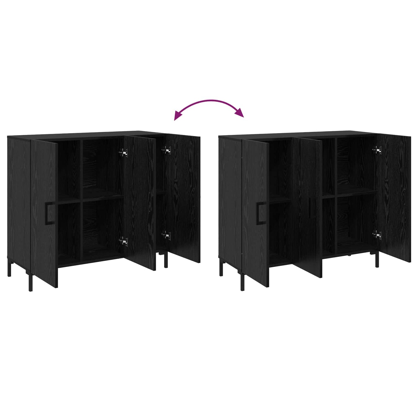 vidaXL Sideboard Schwarz Eichen-Optik 90 x 34 x 80 cm Holzwerkstoff