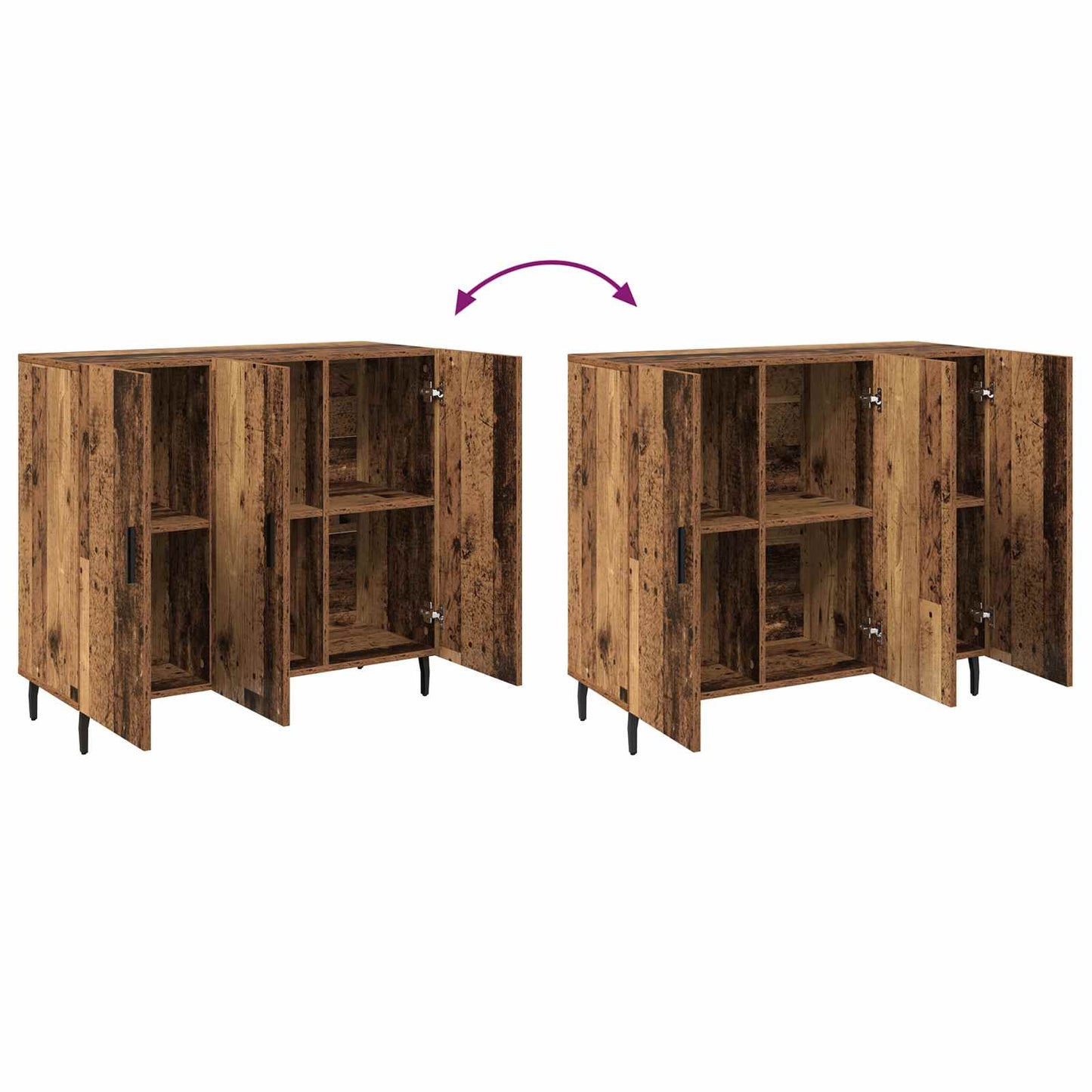 vidaXL Sideboard Altholz 90 x 34 x 80 cm Holzwerkstoff