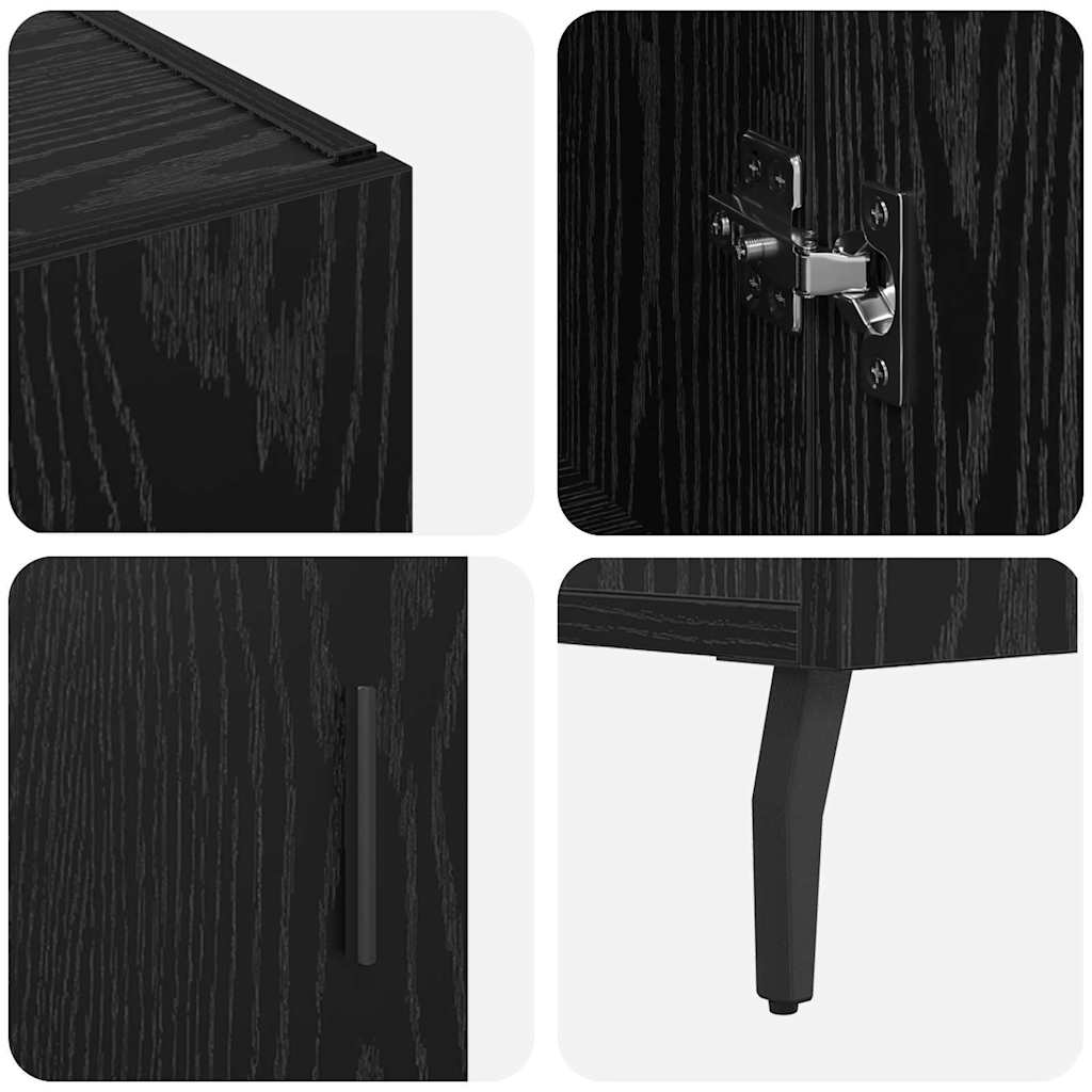 Sideboard Schwarz Eichen-Optik 90 x 34 x 80 cm Holzwerkstoff