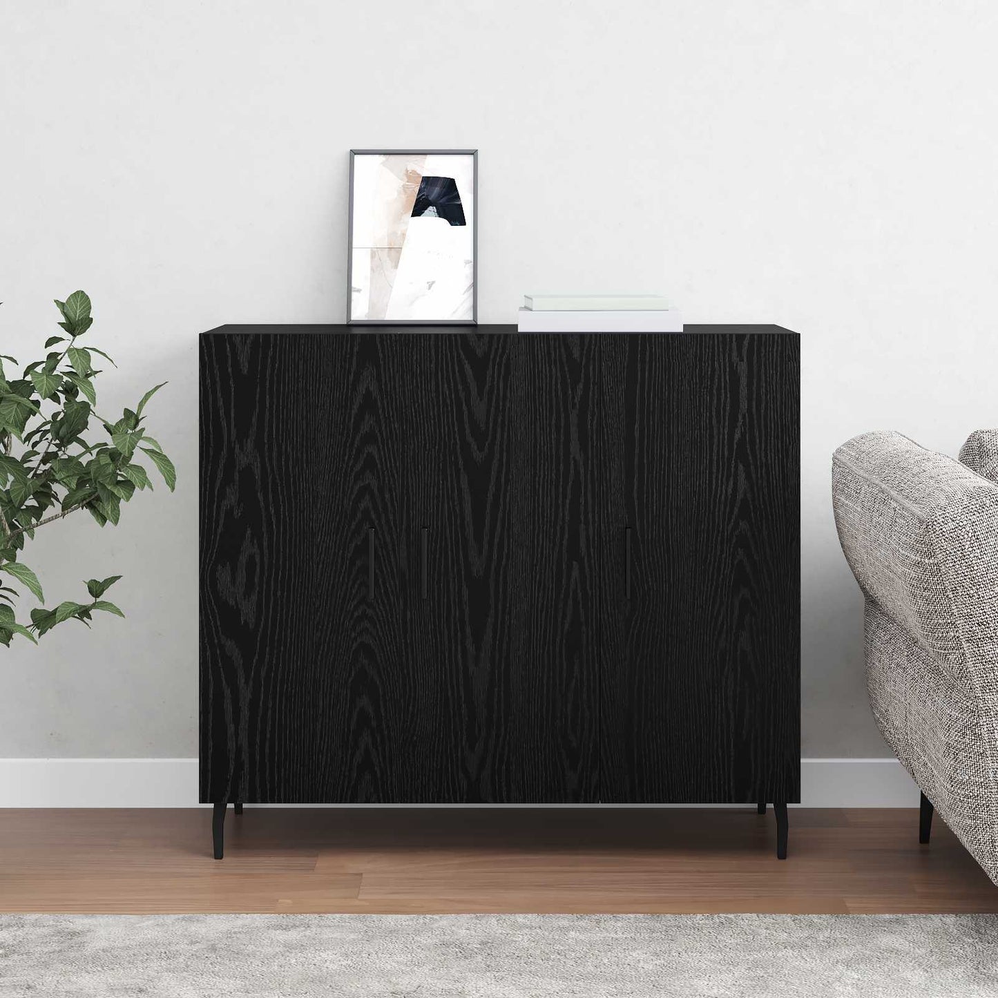 vidaXL Sideboard Schwarz Eichen-Optik 90 x 34 x 80 cm Holzwerkstoff