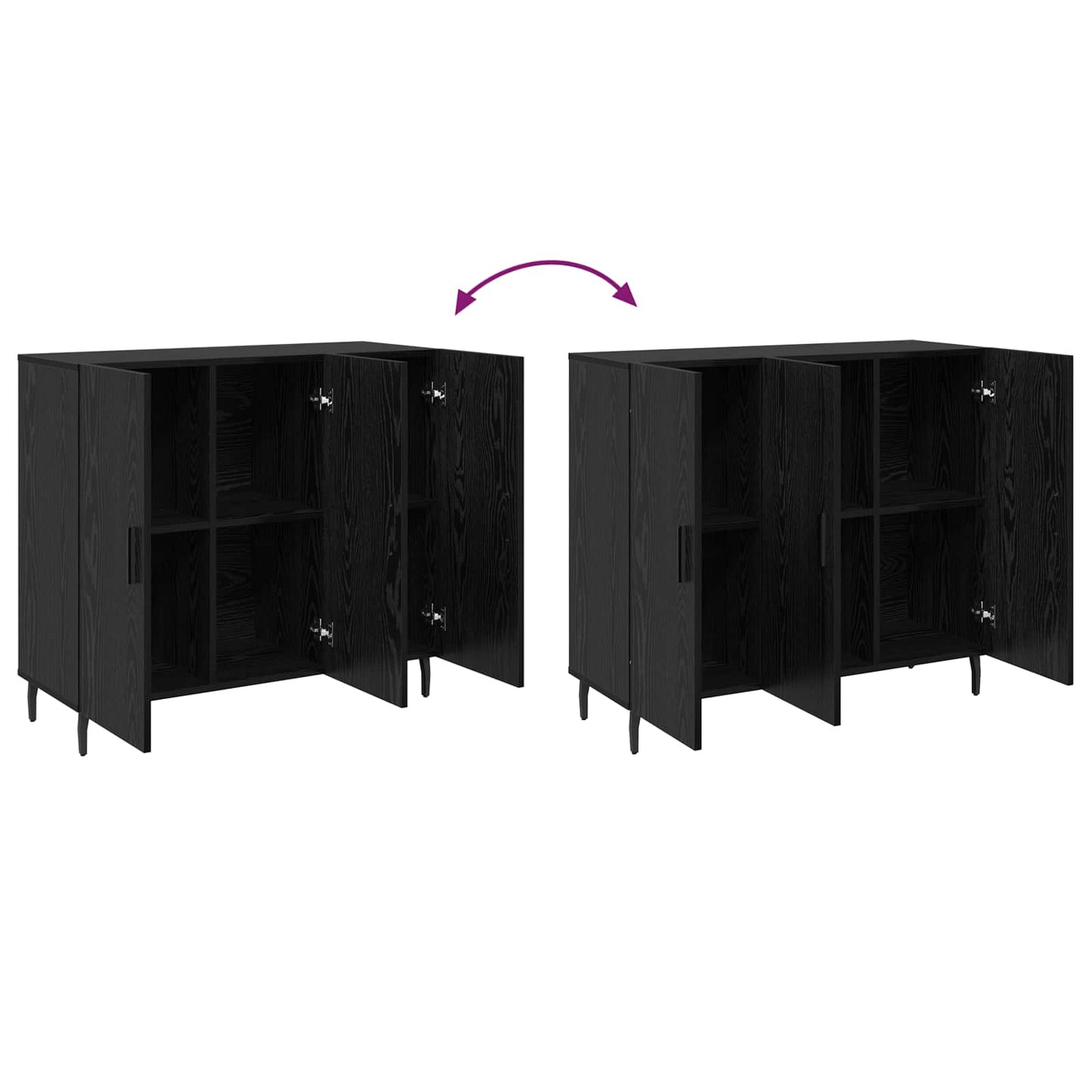vidaXL Sideboard Schwarz Eichen-Optik 90 x 34 x 80 cm Holzwerkstoff