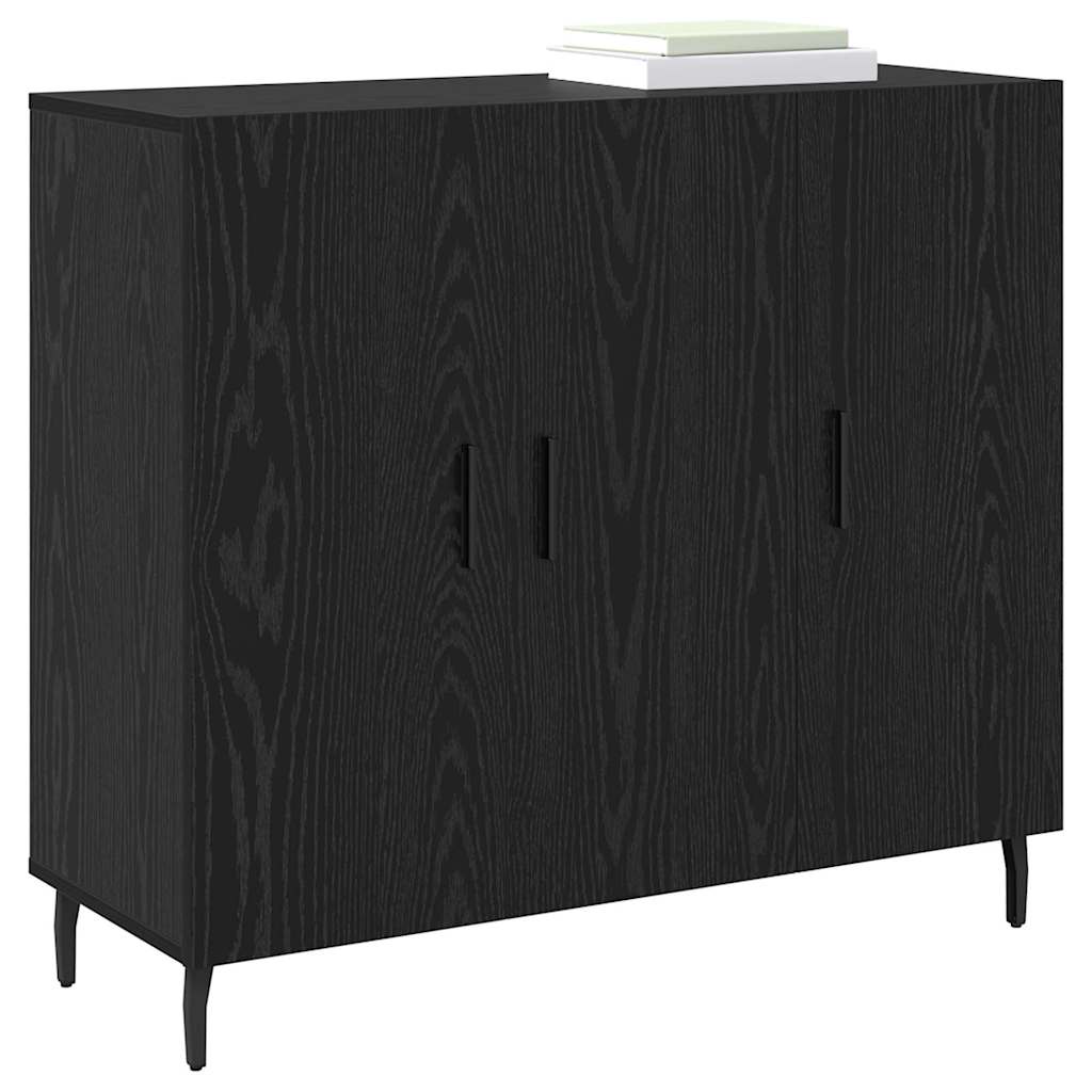 Sideboard Schwarz Eichen-Optik 90 x 34 x 80 cm Holzwerkstoff