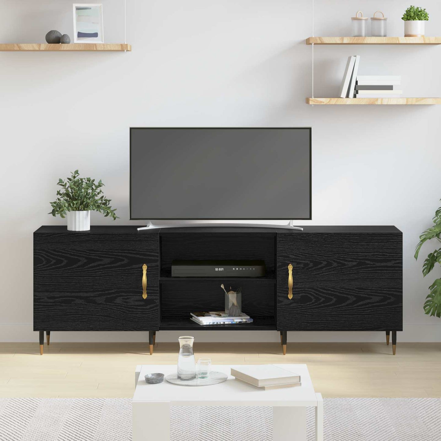 vidaXL TV-Schränk Schwarz Eichen-Optik 150 x 30 x 50 cm Holzwerkstoff