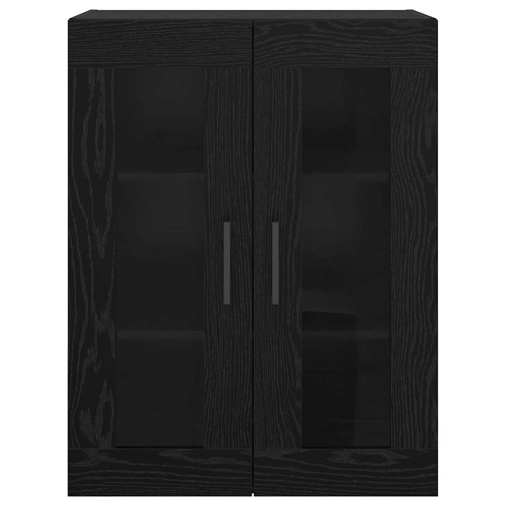 Wandschrank Wandmontiert Schwarz Eichen-Optik 69.5 x 34 x 90 cm