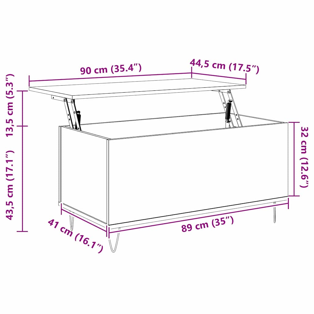 vidaXL Table basse en bois de récupération 90 x 44,5 x 45 cm Bois d'ingénierie