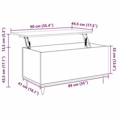 vidaXL Table basse chêne artisan 90 x 44,5 x 45 cm bois d'ingénierie