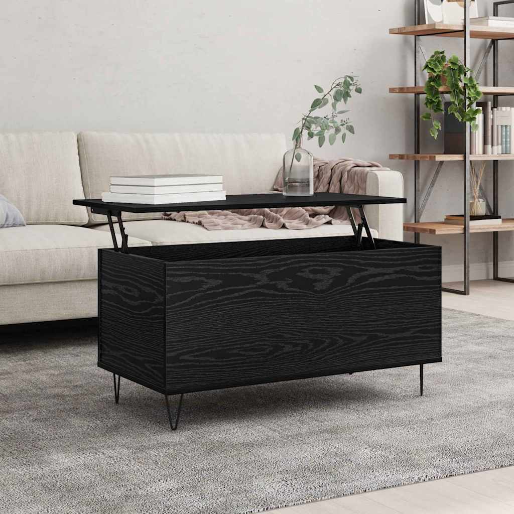 Couchtisch Schwarz Eichen-Optik 90 x 44.5 x 45 cm Holzwerkstoff