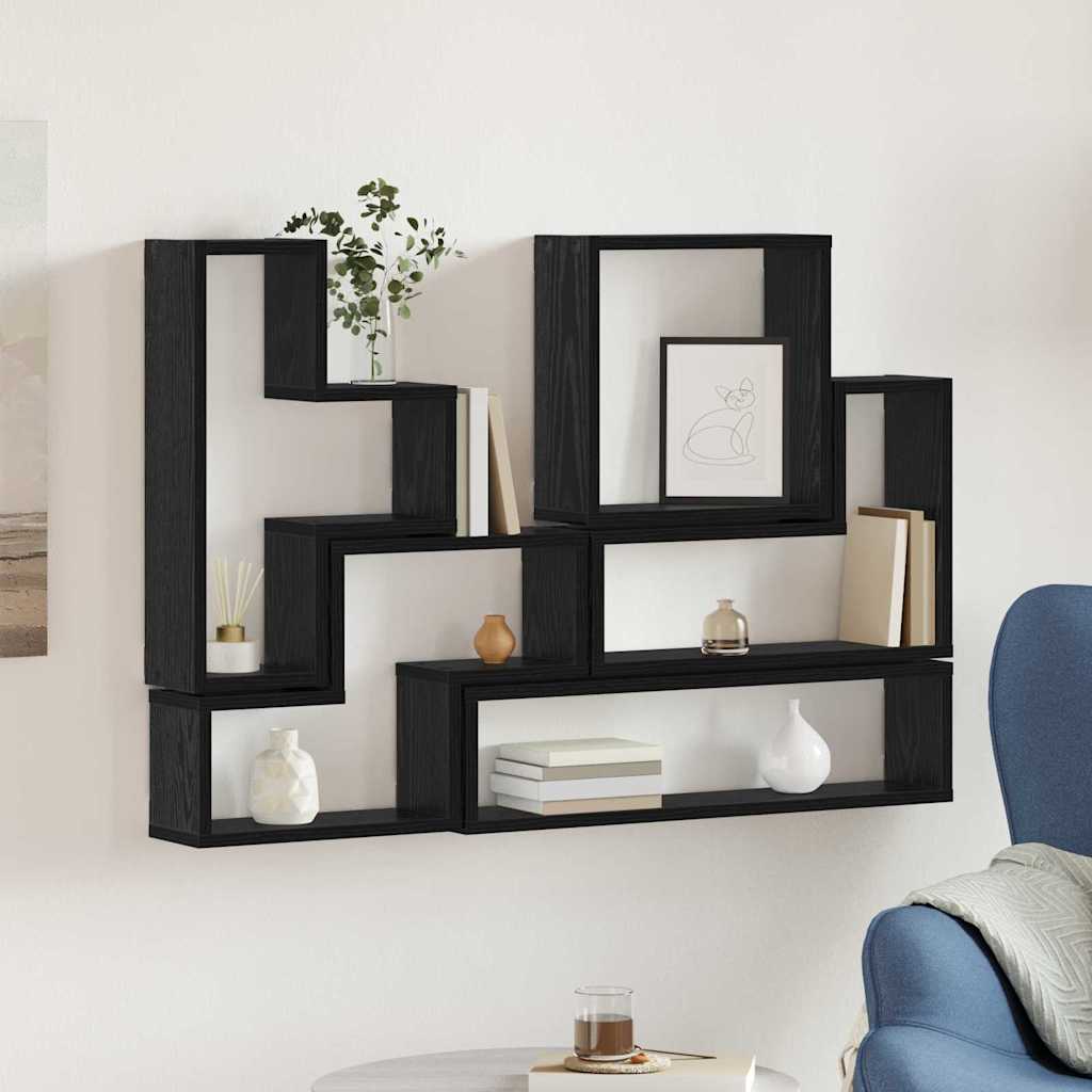 vidaXL Wandwürfel Schwarz Eichen-Optik 96 x 12 x 64 cm Holzwerkstoff
