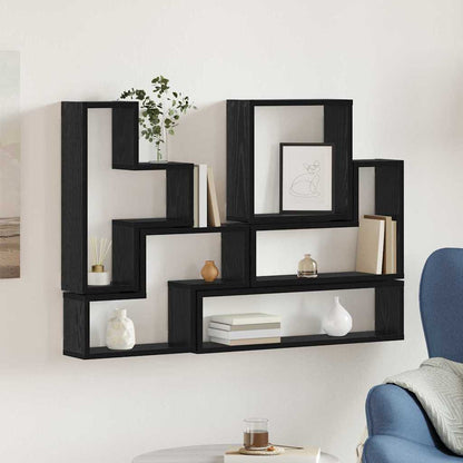 vidaXL Wandwürfel Schwarz Eichen-Optik 96 x 12 x 64 cm Holzwerkstoff
