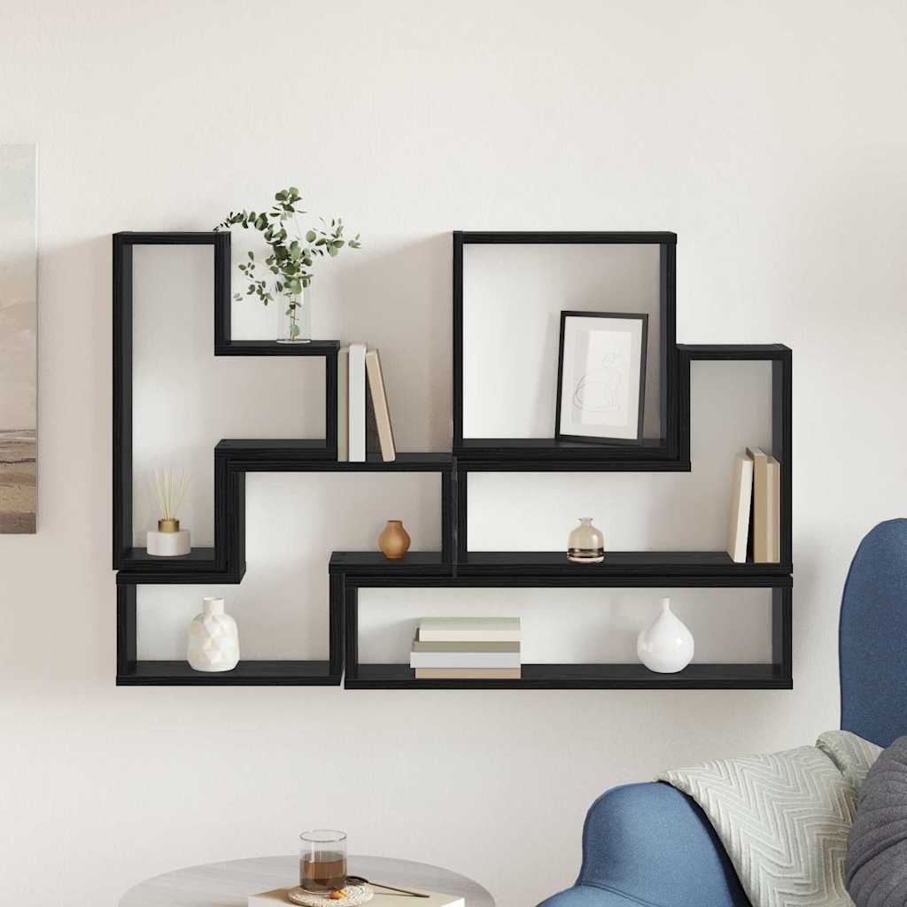 vidaXL Wandwürfel Schwarz Eichen-Optik 96 x 12 x 64 cm Holzwerkstoff