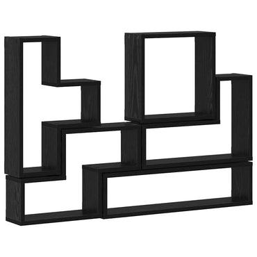vidaXL Wandwürfel Schwarz Eichen-Optik 96 x 12 x 64 cm Holzwerkstoff