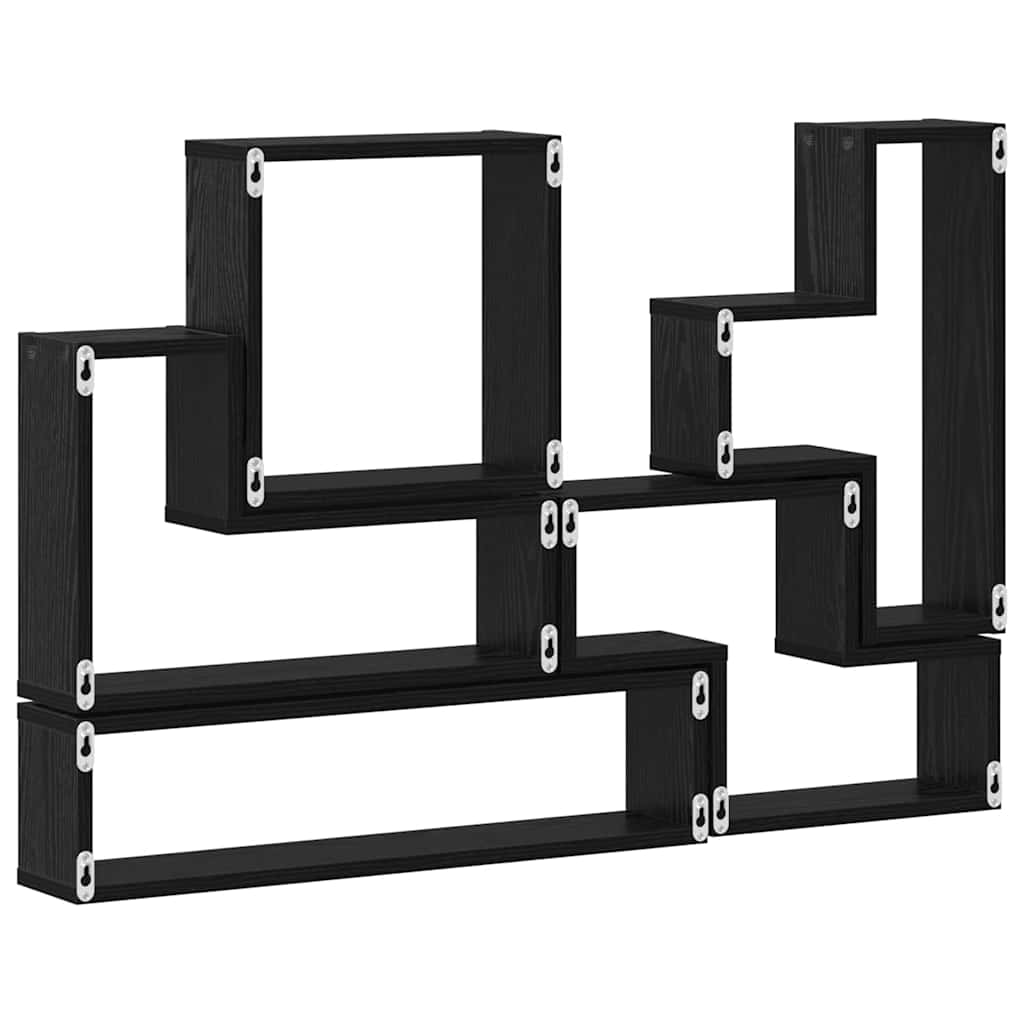 vidaXL Wandwürfel Schwarz Eichen-Optik 96 x 12 x 64 cm Holzwerkstoff