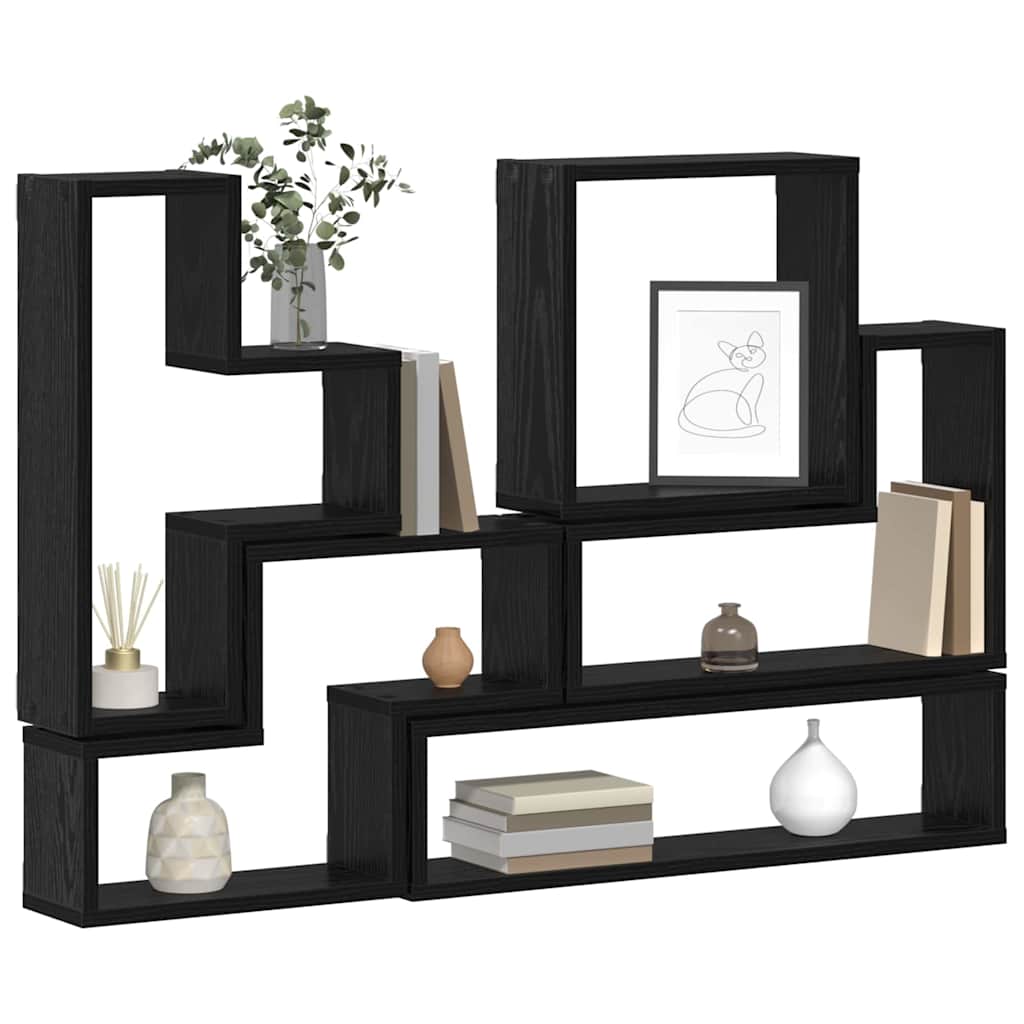 vidaXL Wandwürfel Schwarz Eichen-Optik 96 x 12 x 64 cm Holzwerkstoff