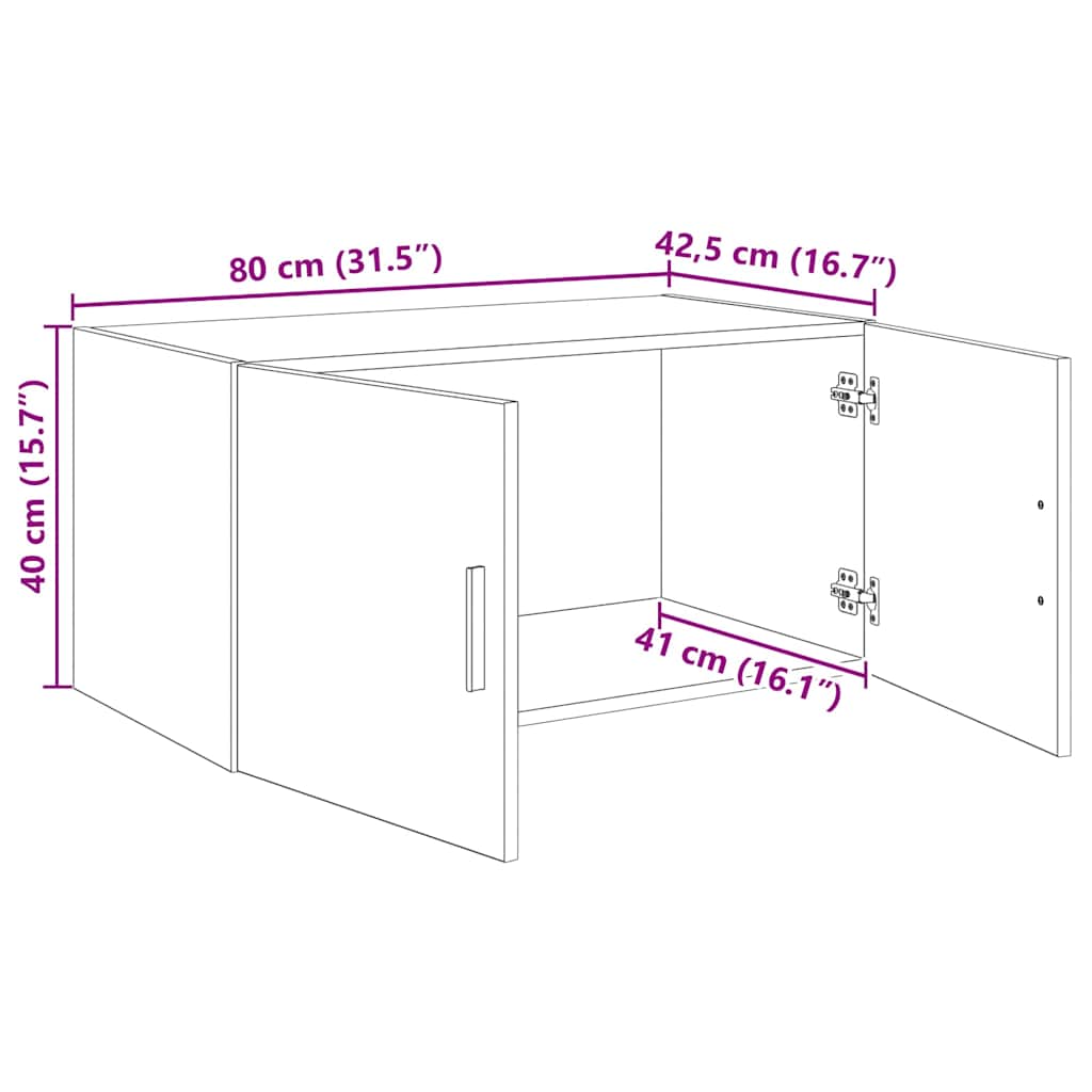 vidaXL Wandschrank Artisan-Eiche 80 x 42,5 x 40 cm Holzwerkstoff
