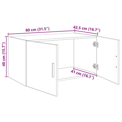 vidaXL Wandschrank Wandmontiert Schwarz Eichen-Optik 80 x 42,5 x 40 cm