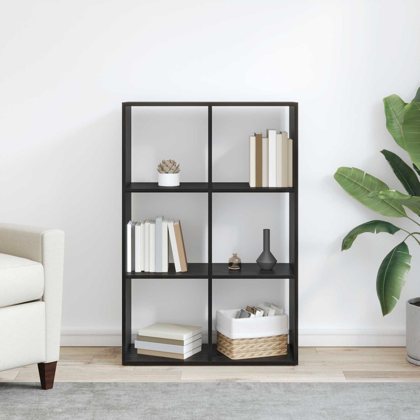 vidaXL Bücherregal Schwarz Eichen-Optik 69,5 x 29 x 103,5 cm