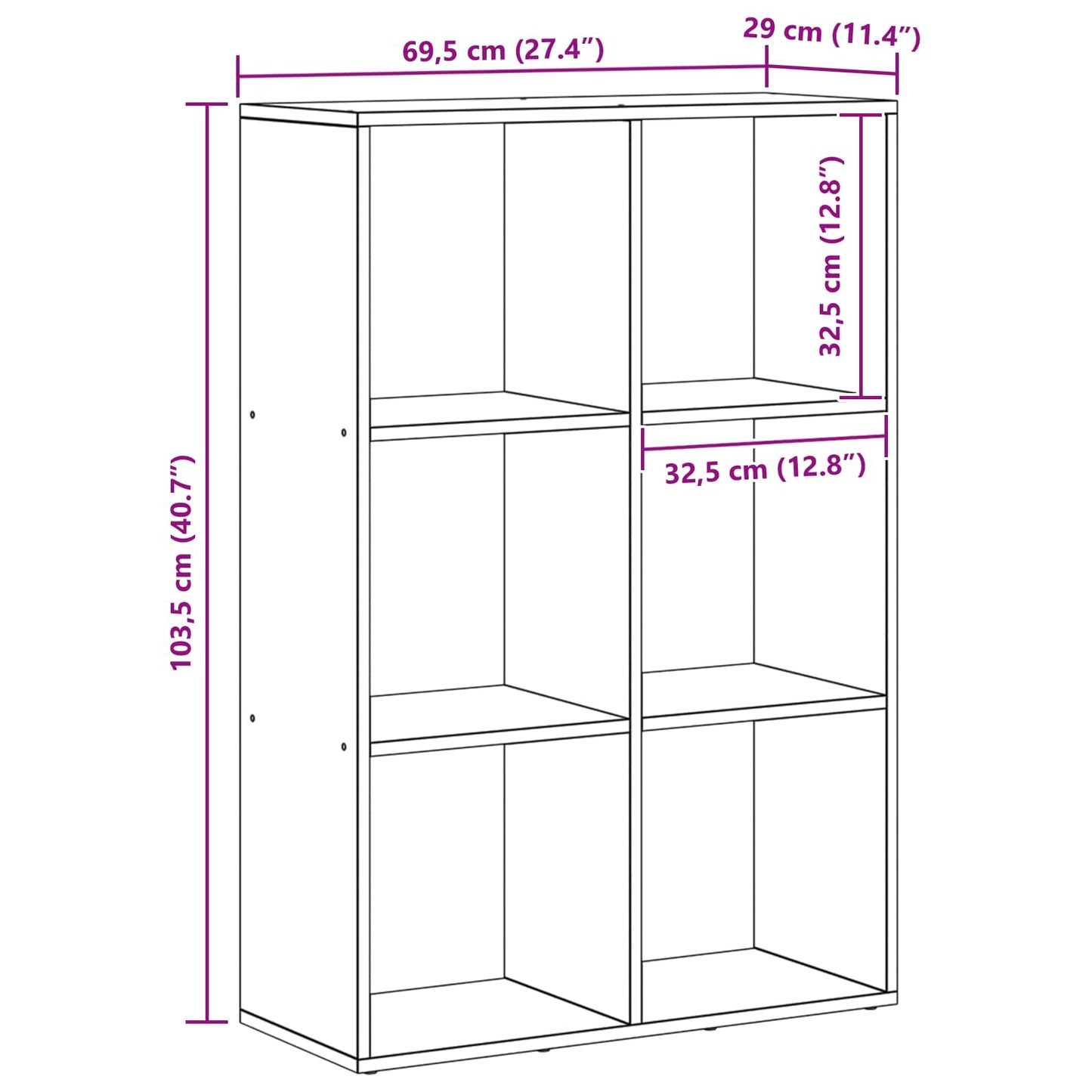 vidaXL Bücherregal Schwarz Eichen-Optik 69,5 x 29 x 103,5 cm