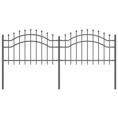 vidaXL Gartenzaun Grau 240 x 115 cm Pulverbeschichteter Stahl