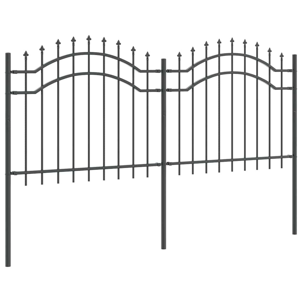 vidaXL Gartenzaun Grau 240 x 140 cm Pulverbeschichteter Stahl