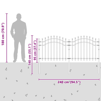 vidaXL Gartenzaun Grau 240 x 140 cm Pulverbeschichteter Stahl