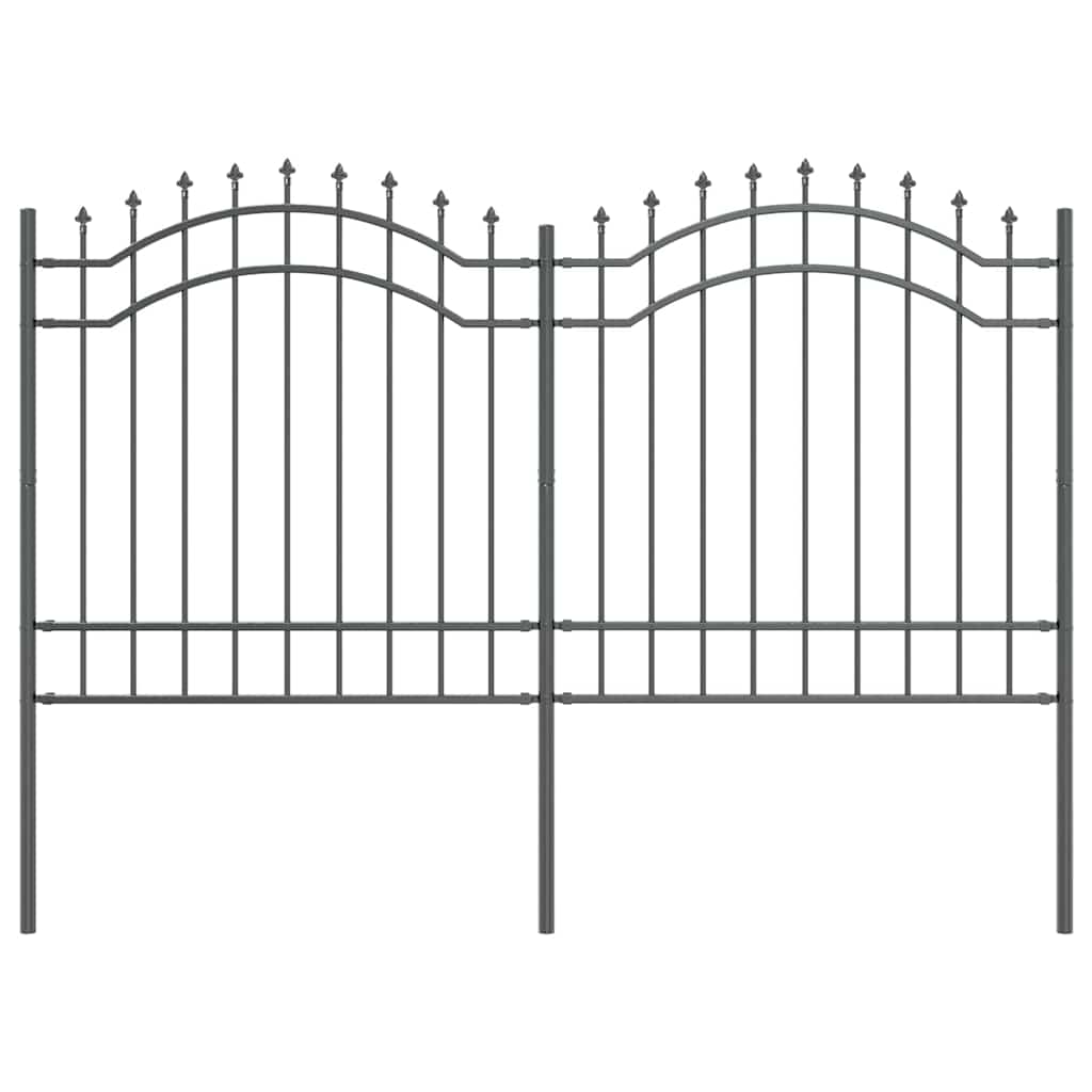 Gartenzaun Grau 240 x 165 cm Pulverbeschichteter Stahl