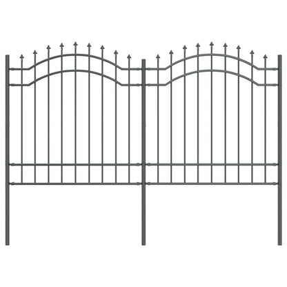 Gartenzaun Grau 240 x 165 cm Pulverbeschichteter Stahl