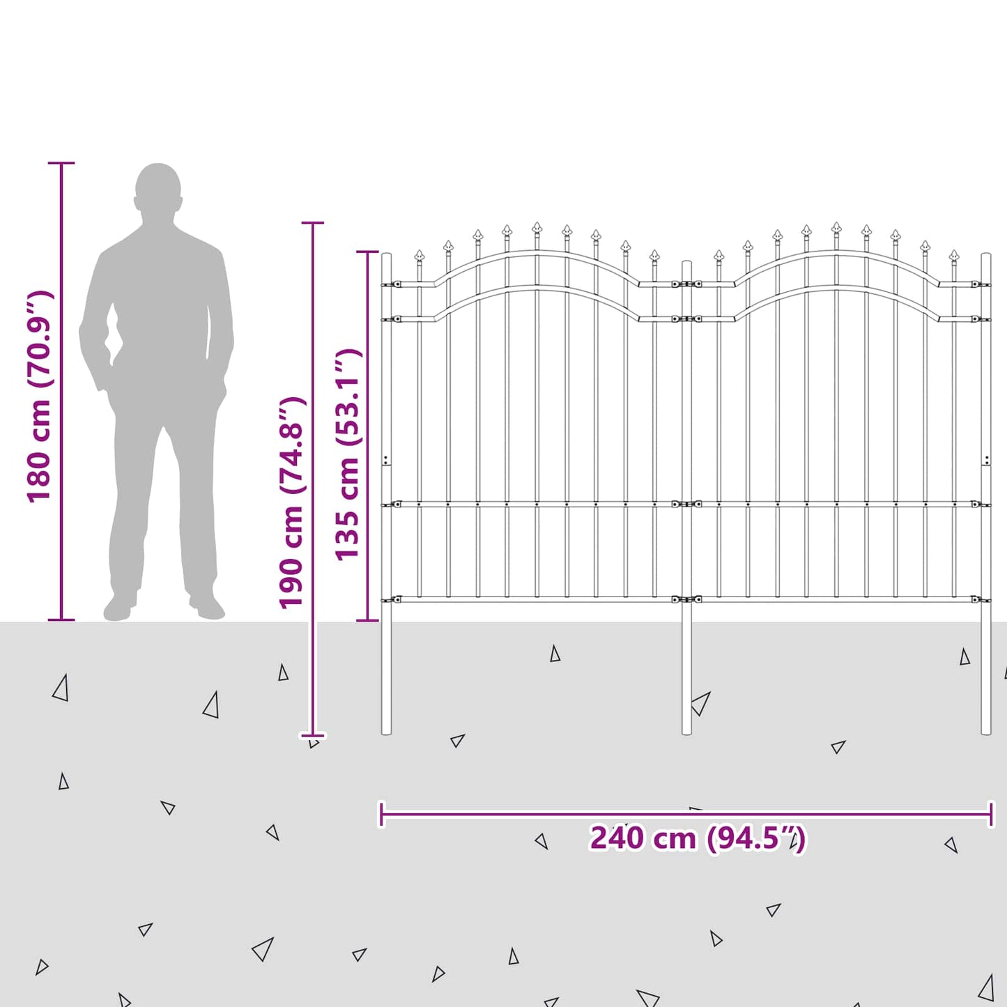 vidaXL Clôture de jardin Gris 240 x 190 cm Acier poudré