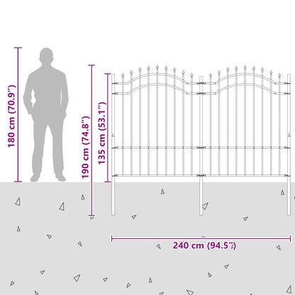 vidaXL Clôture de jardin Gris 240 x 190 cm Acier poudré